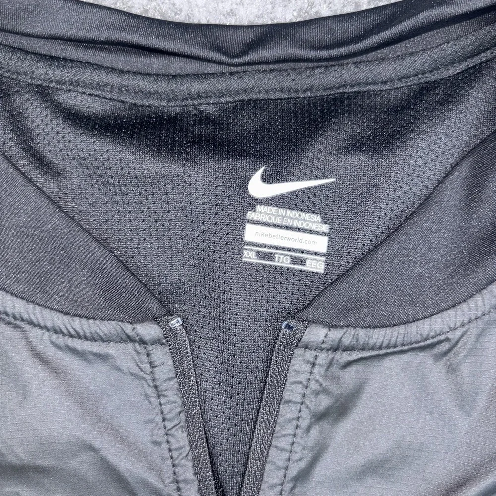 Nike OG Windbreaker Jacket Men's XXL Black Vented 1/4 Zip Pullover Embroidered